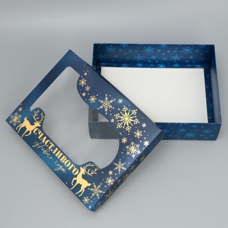 Gift Box "Happy New Year", embossing, 32 x 24 x 9 cm, new year-2