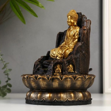 The desktop fountain from the network, the backlight "Golden Buddha on the throne from the cliff" 28x20.5x20.5 cm-1