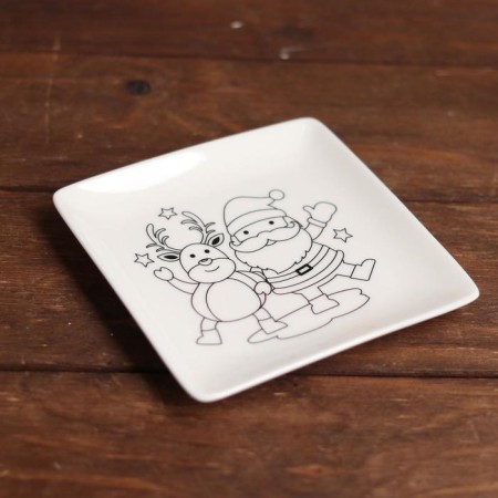 Set a plate for the coloring "Deer and Santa Claus" paint 3 cv 2 ml, brush-2