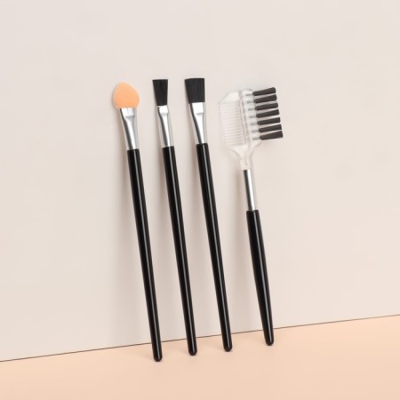 Makeup brushes, set - 4 pcs, black color-2