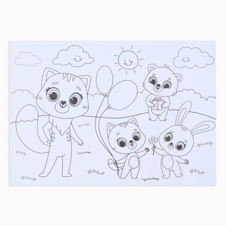 Paper stickers "Cute animals", with coloring on the back, 11 x 15.5 cm-2