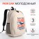 Young backpack from textiles on lightning, 3 pockets, beige color