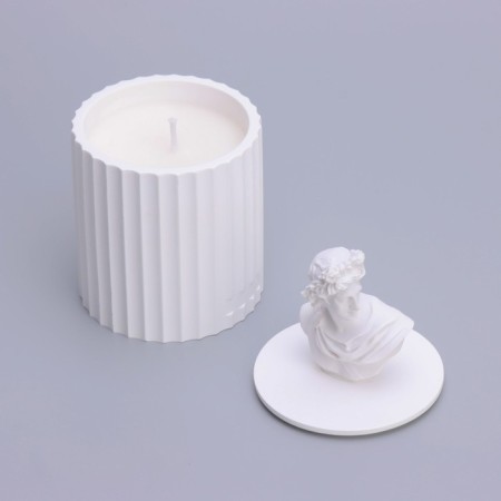 Candle in concrete Aromatic "Apollo", 13x7 cm, green bamboo, soy wax, 160 g-3