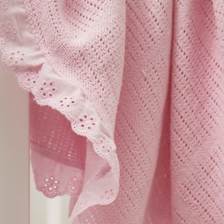 Knitted blanket, size 80x100 cm, pink color-1