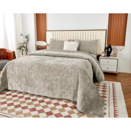 The bedspread with pillowcases Sofi de Marko "Rosalin", size 240x260 cm, 50x70 cm - 2 pcs, beige color-1