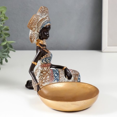 Souvenir Polystone stand "African in the headdress-leader" MIX 18.5x20.5x13 cm-2