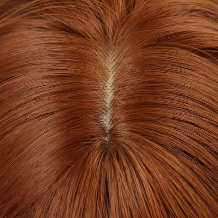 Artificial wig, with a bang, imitation of the skin, 60 cm, red color-3