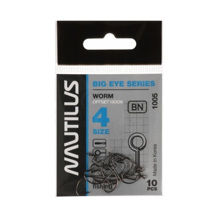 Offset hook Nautilus offset Big Eye Series Worm 1005, No. 4, 10 pcs.