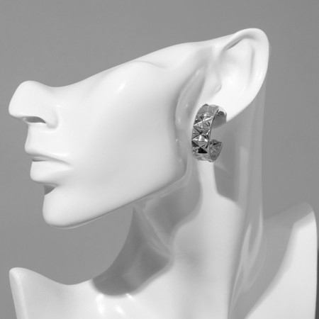 Earrings “Geometry” Ornament, Color silver, D = 2.8 cm-3