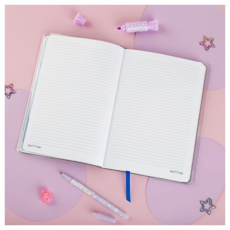 Note book A5 80 sheets in a line, light, leatherette, Meshu "Cutestar", removable plastic cover with design, panton, whitewash, block offset-4