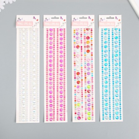 Sticker of rhinestones plastic "circles with microbiser" MIX 31.5x6.7 cm