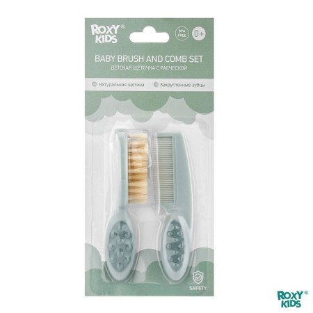Children's brush with a comb, green color-6