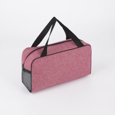 Cosmetic bag with a net, a dark pink color-1