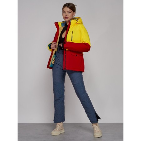 Ski jacket female winter, size 44, yellow color-13