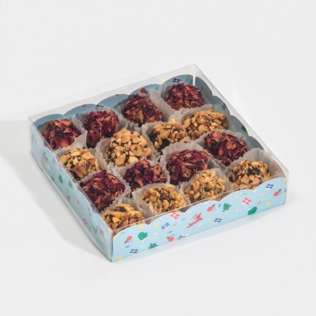 Box for confectionery with PVC cover "New Year's commotion", 15 x 15 x 3 cm, New Year-1