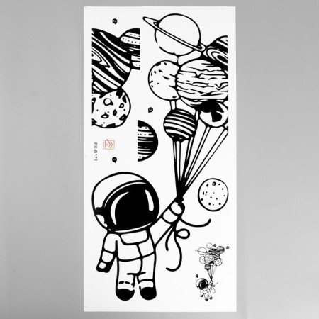Sticker Plastic Interior color "Cosmonaut with planets on threads" 30x60 cm-1