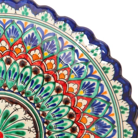 Plate of the Rishtan ceramics "Flowers", blue, embossed, 25cm-2
