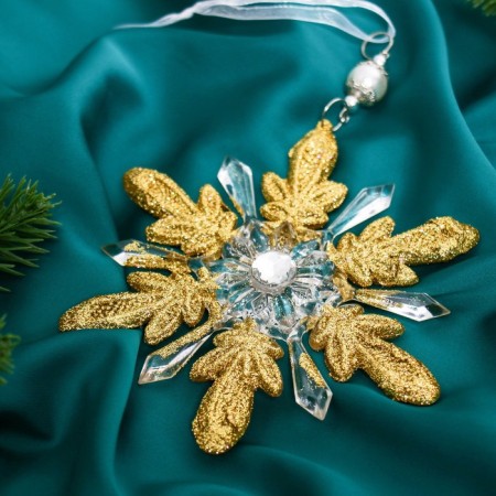 Christmas tree decoration "Snowflakes Righty shine" 14x14 cm, mix, transparent-gold-4
