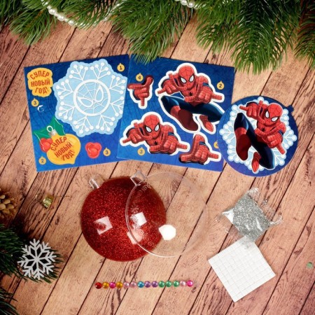 3D applique in the ball "New Year" 8 cm, Spider-Man-3