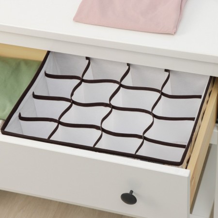 Organizer for storing Astra’s linen, 16 cells, 36 × 28 × 12 cm, brown color, inner wall mix-3