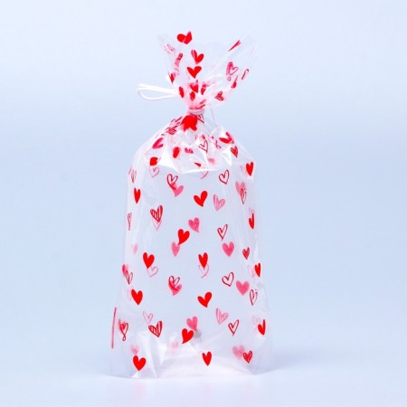 Package Packing BOPP, with a bottom fold, "Hearts Reds" 9*19 cm set 50 pcs-3
