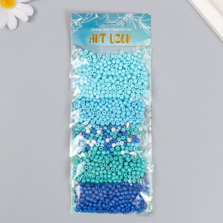Round beads 6/0 "Blue palette" 5 colors x 20 g 20x8x0.7 cm-2