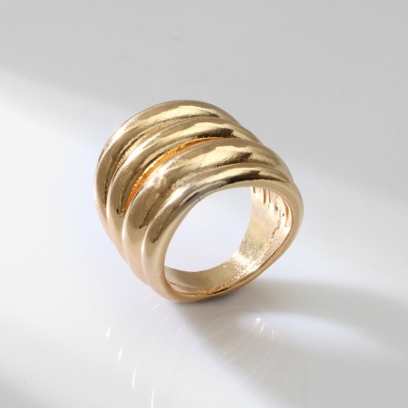 Ring Metal "Trend" 4 waves, color gold, size 16-2