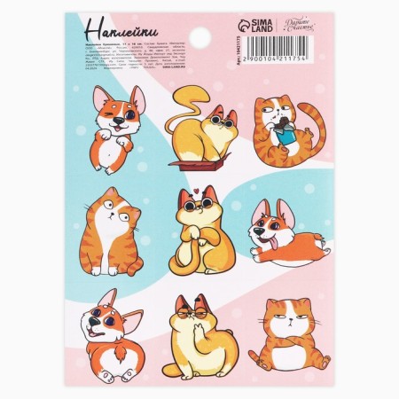 Paper stickers "Cute animals", 11 x 15.5 cm