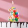 Candle in the Cake "Bright Birthday", number 3, multi -colored, 6.5 cm