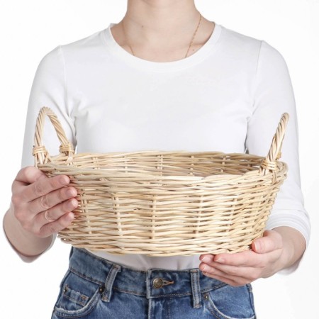 Basket "Ushas", No. 3, Dno = 24 cm, Dopt = 31 cm, h = 9 cm, manual weaving, vine