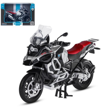 Metallic motorcycle BMW R1250 GS Adventure 1:12, free wheel stroke, silver
