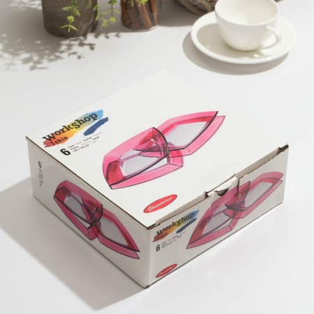 Set of glasses glass tokio, 6 pcs, d = 19.5 cm, red color-3