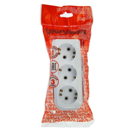 The jacket of the extension cord Universal E303, three-seater, ABC plastic, with grounding-1