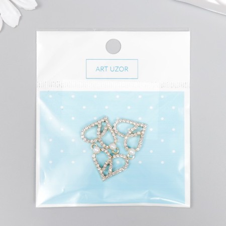 Decor for creativity metal, rhinestones "woven heart" 2.3x1.7 cm-3
