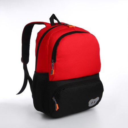 School backpack, 2 lightning departments, 3 pockets, black/red color-2