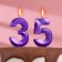 Candle in the cake jubilee "line" (set 2 in 1), number 35 /53, purple metallic, 6.5 cm