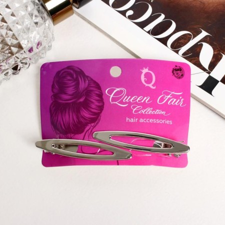 Hair clip "Kimberly" (set 2 pcs) 6 cm, silver-2