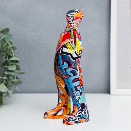 Souvenir Polystone "Guy, hands in pockets" graffiti mix 22x7x8 cm-2