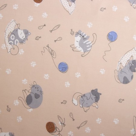 KPB cats Beige 110x150cm, 90x150cm, 40x60cm, calico 120g/m, HL100%-1