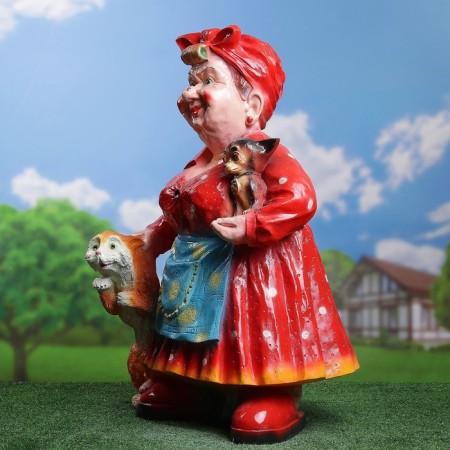 Garden figure "Mother -in -law with a cat and a dog" 51x44x77cm mix-2