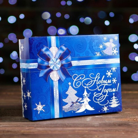 Gift box "Bant", blue, 23.5 x 6.5 x 18.7 cm