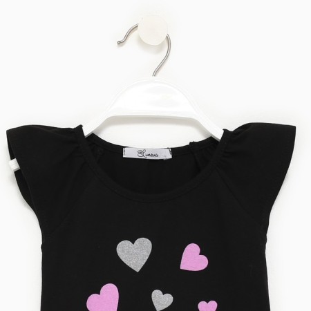 A set for a girl (T -shirt/skirt) Black/pink color, height 116cm-1