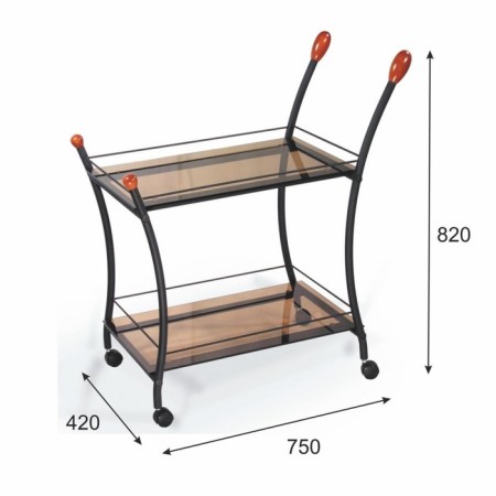 Serving polo table, 750x420x820, black/tinted glass-1