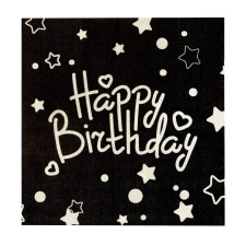Paper napkins “Happy birthday” 33 × 33 cm, set 20 pcs., Black color
