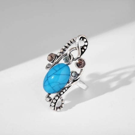 Ring "turquoise world" oval in openwork, a bona-blue-blue-blue in black silver, dimensionless-1