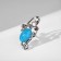 Ring "turquoise world" oval in openwork, a bona-blue-blue-blue in black silver, dimensionless