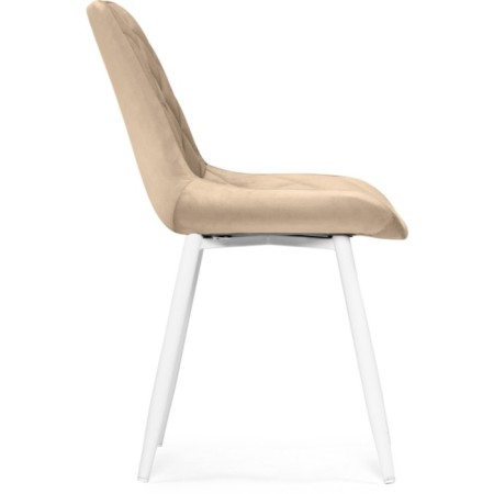 Stool on a metal frame Baoine used metal/velor, white/beige 50x55x83 cm-2