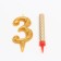 Set a candle for a cake digit 3 giant, gold, with a fountain, 9.5 cm