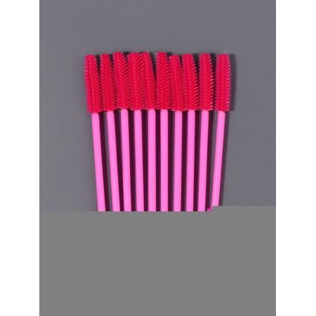 Brushes for eyebrows and eyelashes, silicone, set - 10 pcs, 10.5 cm, pink color-1