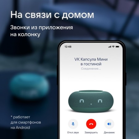 Smart column VK capsule mini (MRC02SG), voice assistant Maroussia, 5W, Wi-Fi, BT4.2, Green-9